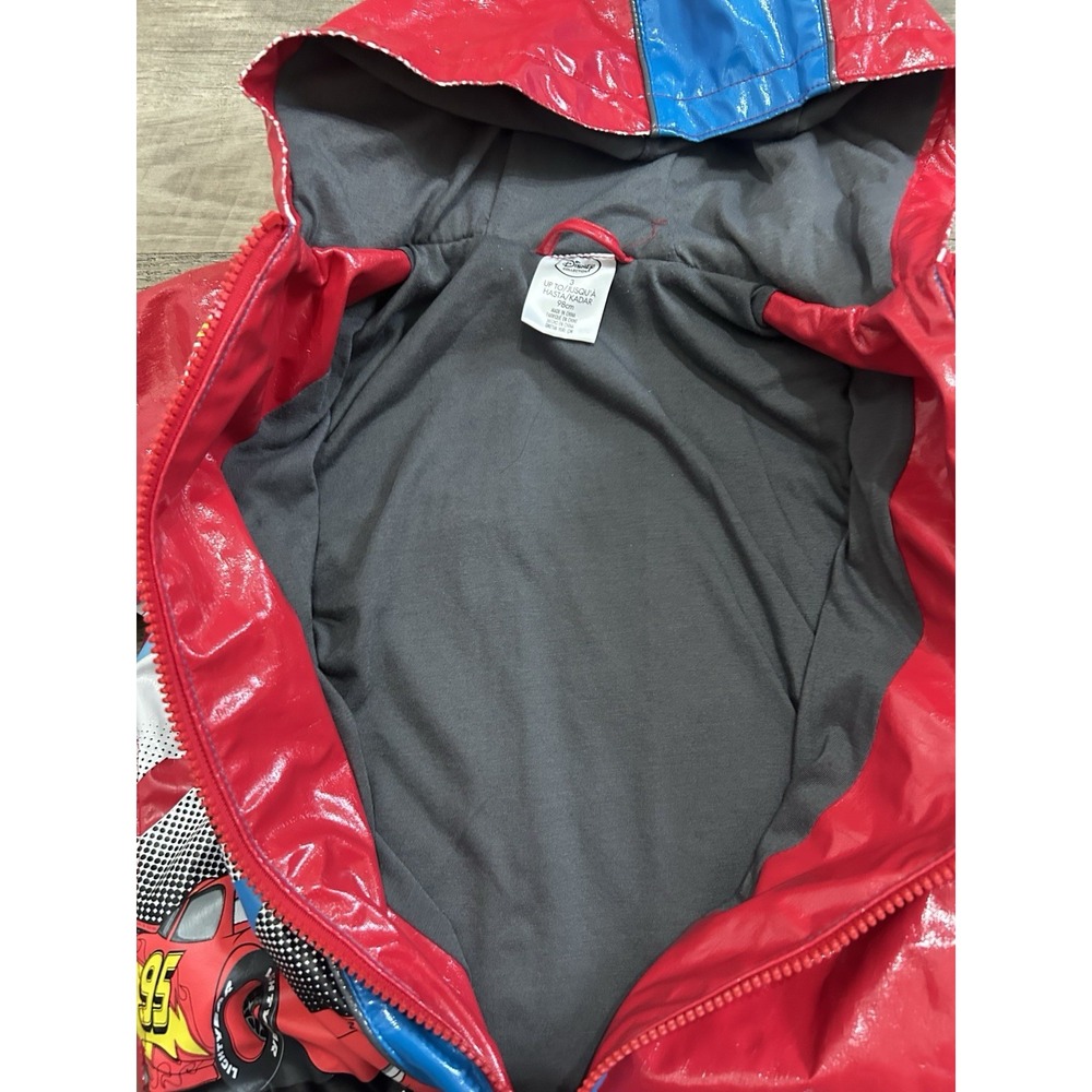 Disney Cars Lightning McQueen Jacket Boys Toddler 3 3T HoodedRaincoat 95 Pixar - Picture 6 of 7